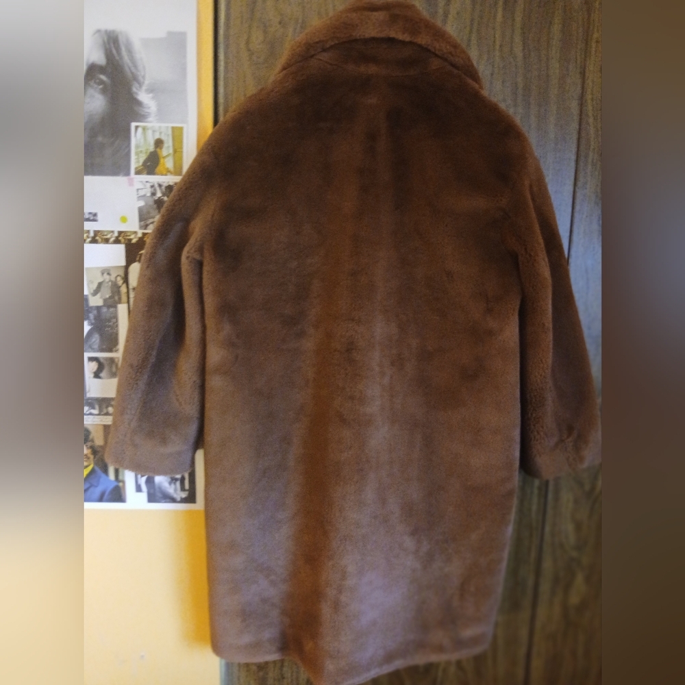 H&M Luxurious Tan Faux Fur Coat Sz Small - Picture 3 of 10